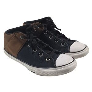 Converse Chuck Taylor‎ Mid Top Black Tan Leather Canvas Sneakers Youth 3